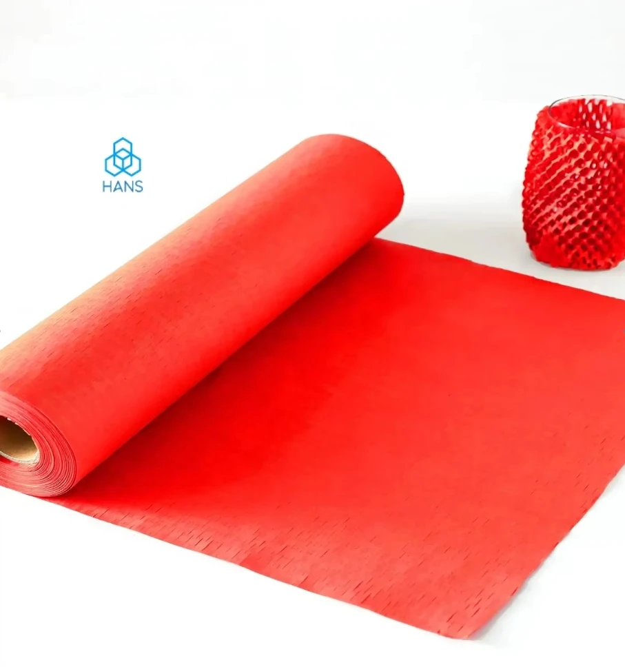 Hans，  Red honeycomb paper mesh grid paper degradable gift bee nest paper cushion for fragile packaging