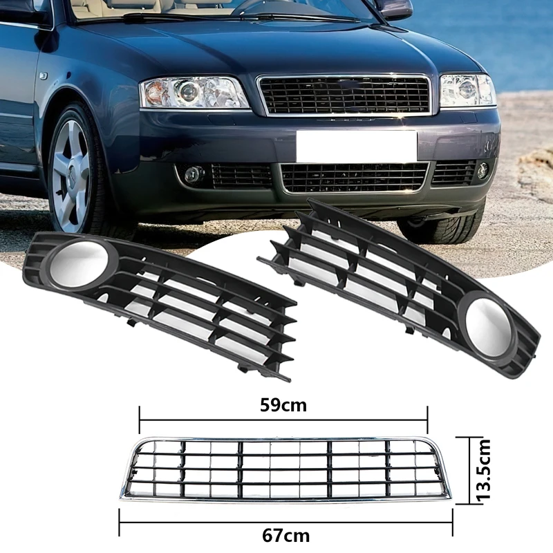 

For Audi A6 C5 2003 2004 2005 Sedan Car Middle Center Grille Front Bumper Fog Light Cover Standard Grille Accessories 8E0807681