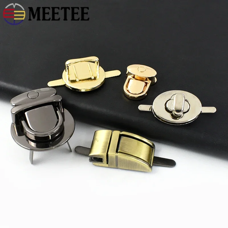 2pcs Meetee Luggage Mortise Lock Turn Twist Closure Buckles Bag Purse Hardware DIY Handmade Purses Part Leather Craft Accessory