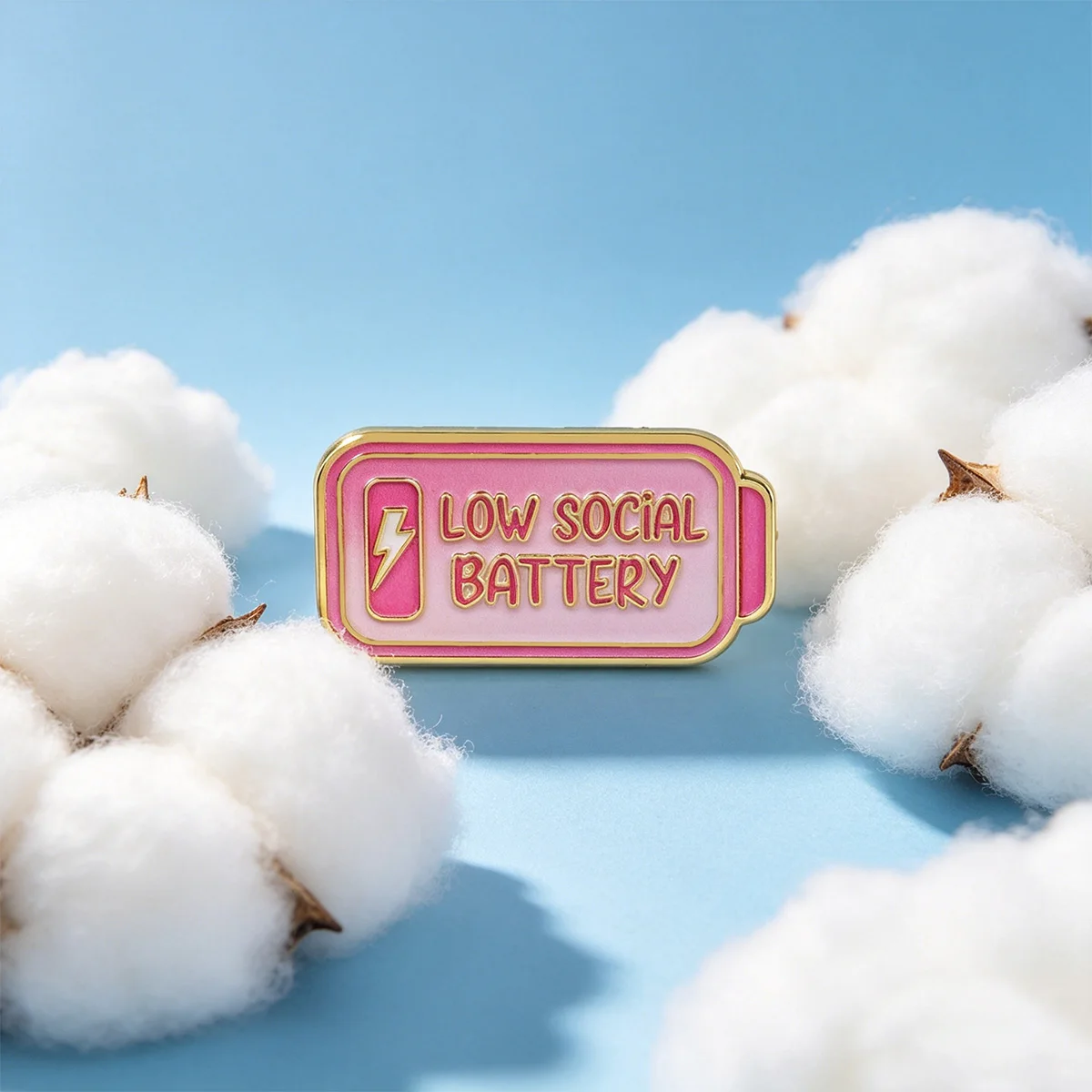Social Quotes Enamel Pin LOW SOCIAL BATTERY Brooch Lapel Pins Badge on Backpack Clothing Accessories Fashion Jewelry Gifts - view 3