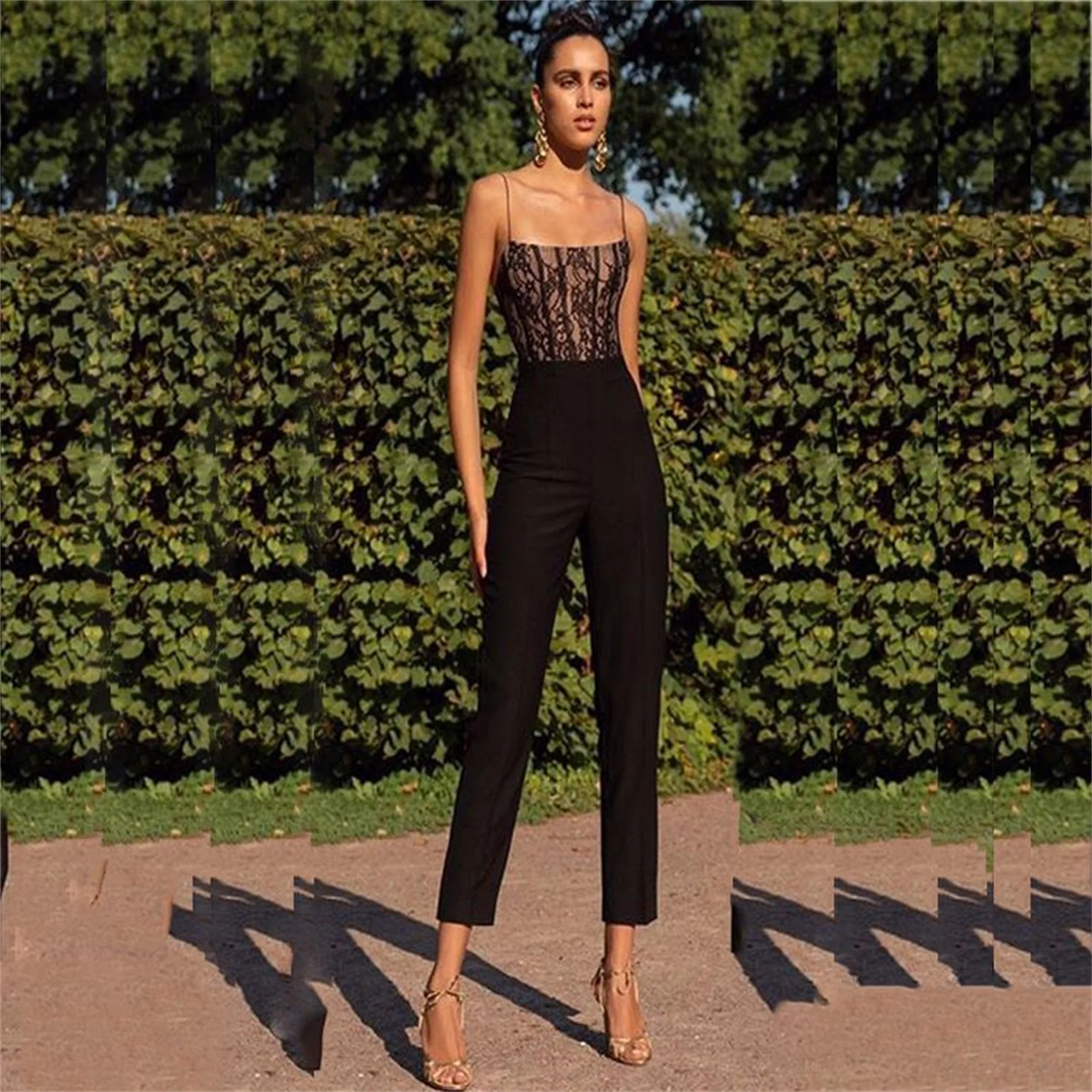 Dames Elegante Casual Lange Formele Jumpsuit Effen Zwarte Mouwloze Klassieke Jumpsuit Streetwear Monochrome Sportbroek Zonder Rug