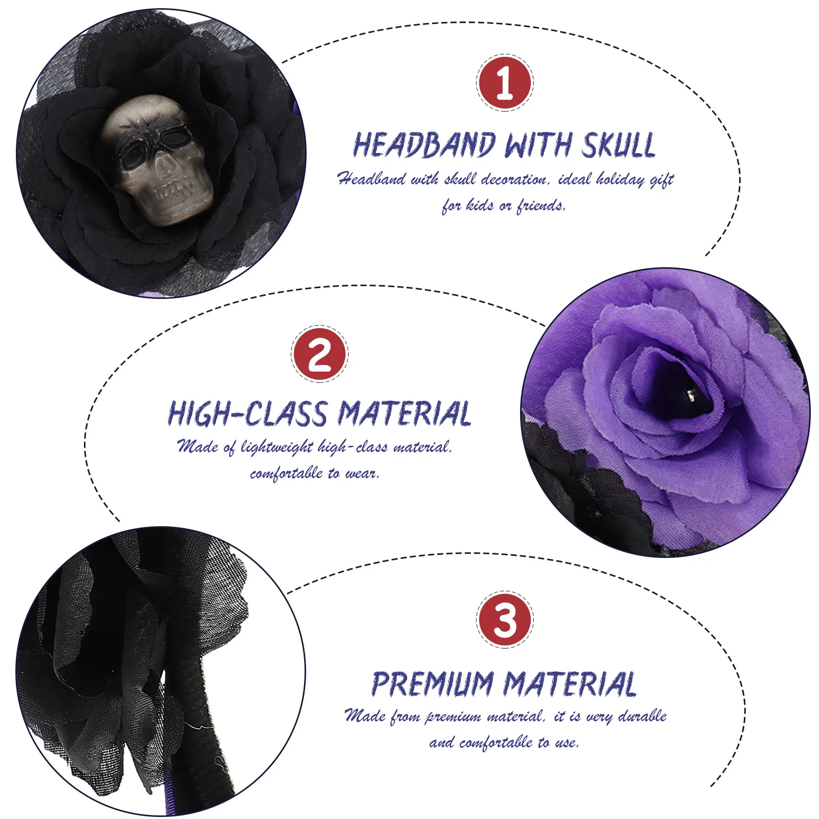 

Skull Headband Flower Headpiece Hair Accessories Cloth Costume Headbands for Women Miss Day of The Dead