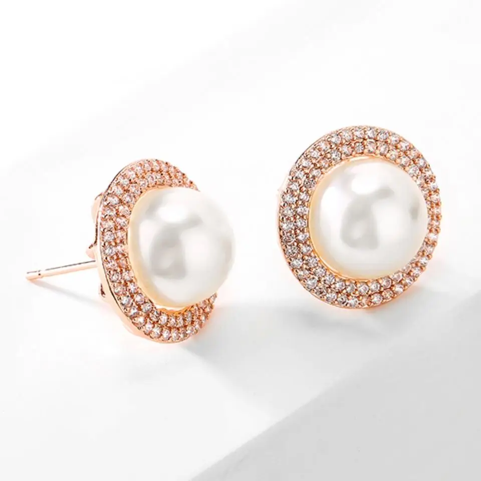 ZAKOL Simple Fashionable Leaf Design Micro-set Zircon Women's Stud Earrings Exquisite Charm Shiny Low Price Clearance Jewelry
