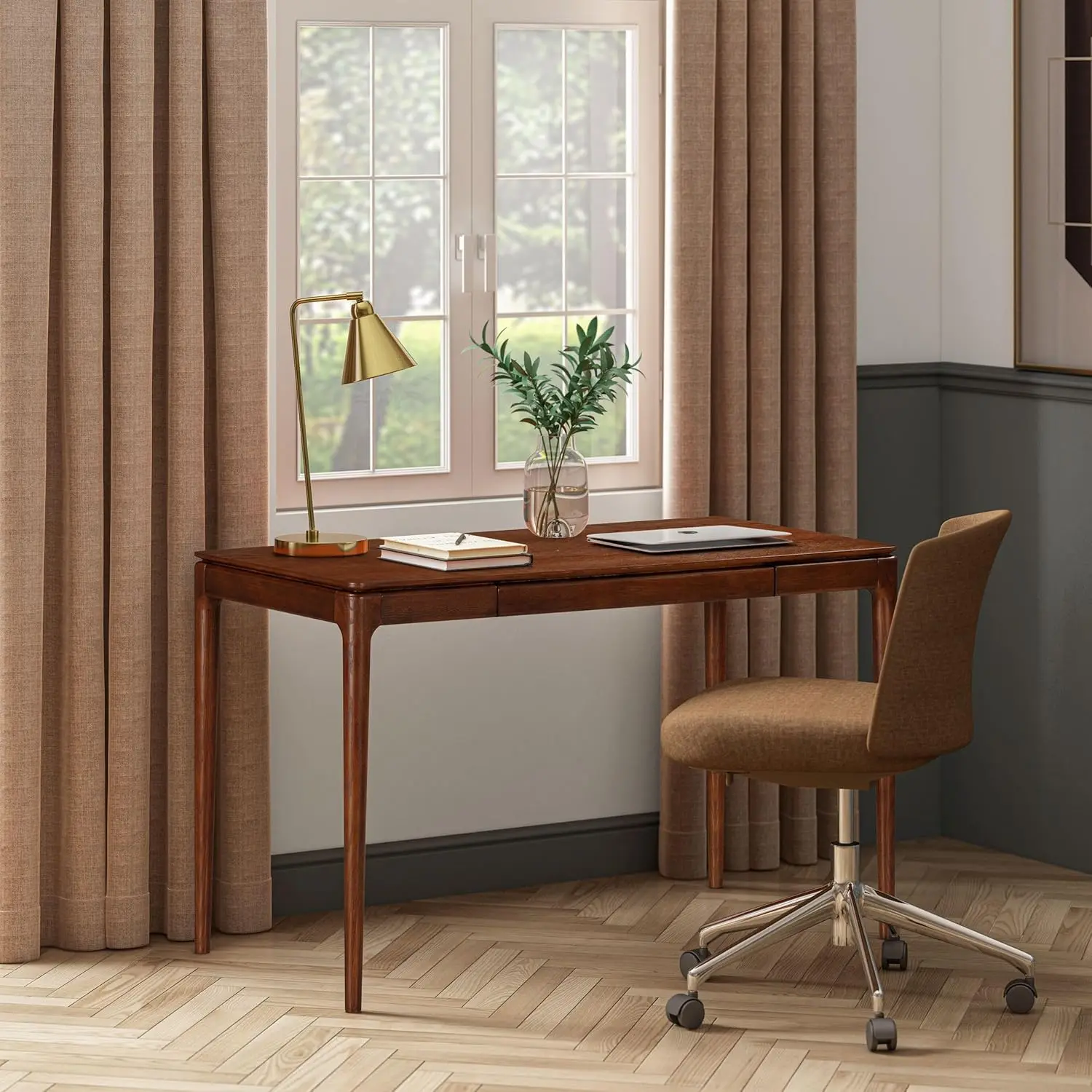 

Современный деревянный прямоугольный стол с выдвижным ящиком, водонепроницаемый, термостойкий, цвет темный орех, на заказ