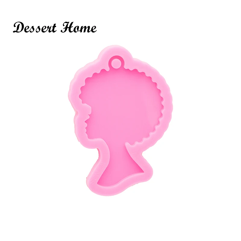 DY0798 Bright Resin Craft Afro Keychain Mould ,Girl Silicone Molds for badge reel as well , DIY Resin Epoxy Jewellery Making