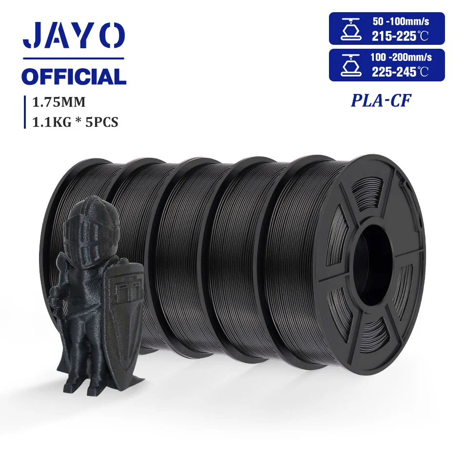 JAYO PLA-CF 3D-printerfilament 1,75 mm PETG-CF/PLA koolstofvezelfilament Hoge taaiheid Hittebestendige 3D-printmaterialen