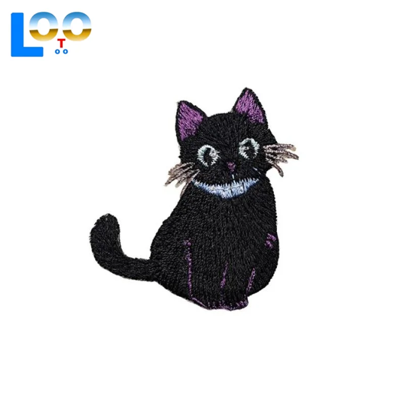 الكرتون الأسود القط شارة بقع للملابس شعار الملحقات ملصقات التصحيح الزخرفية DIY التطريقات المطرزة للخياطة