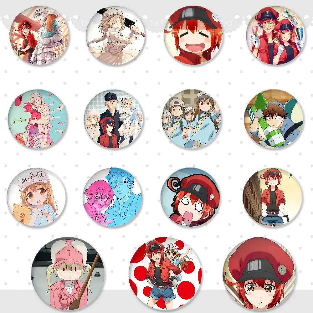 C-الخلايا في العمل أنيمي شارات صفيح دبوس زر مخصص أنيمي دور المدرسة القديمة بروش الكرتون طوق شارة هدية #1