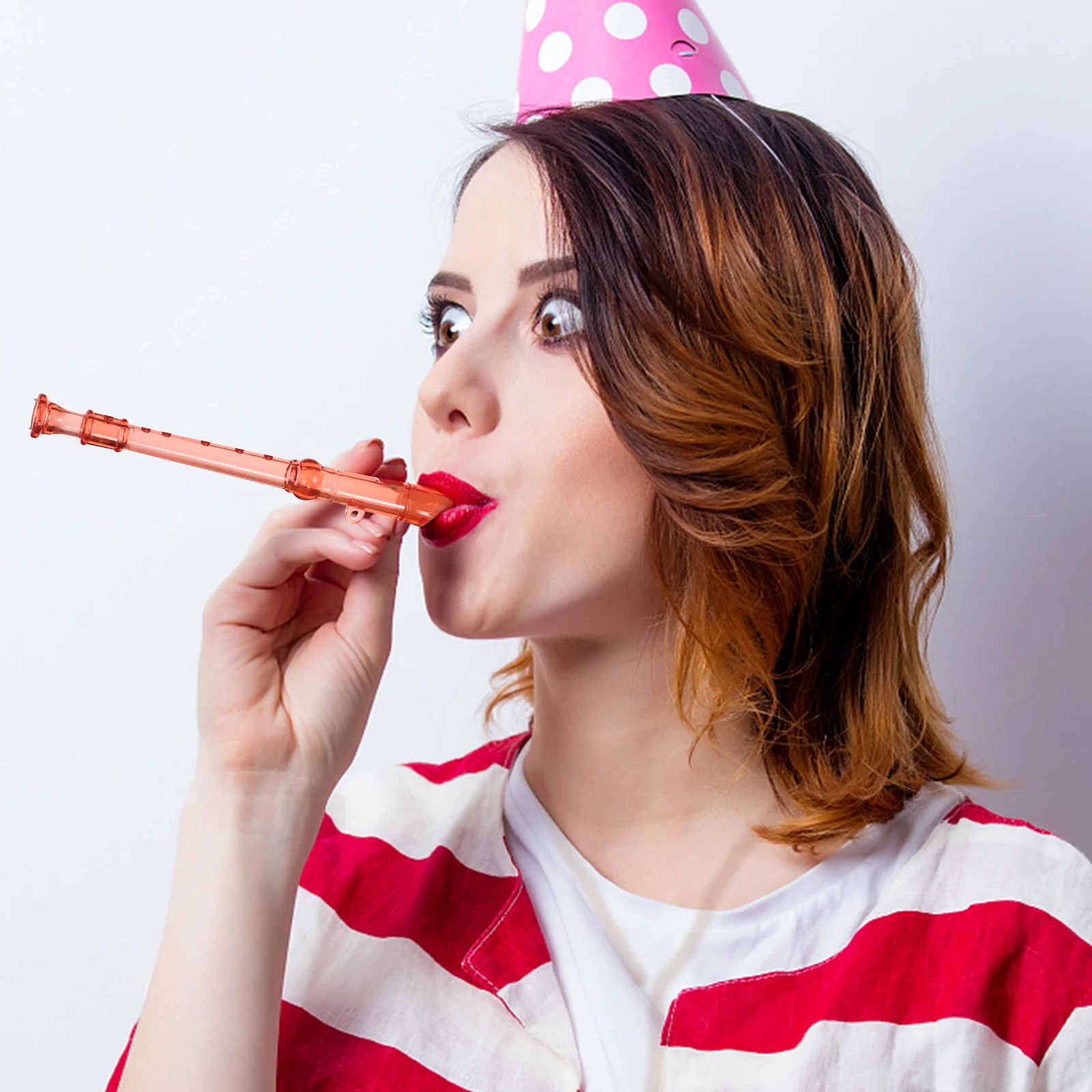 

8Pcs Small Clarinet Plastic Transparent 6 Holes Musical Instrument Practice Beginner Training Mini Flute for Learning