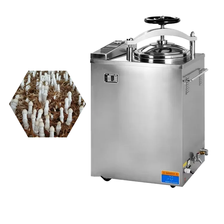 75l Pressure Autoclave Retort Vertical Automatic  Sterilizer Machine Mushroom Substrate 