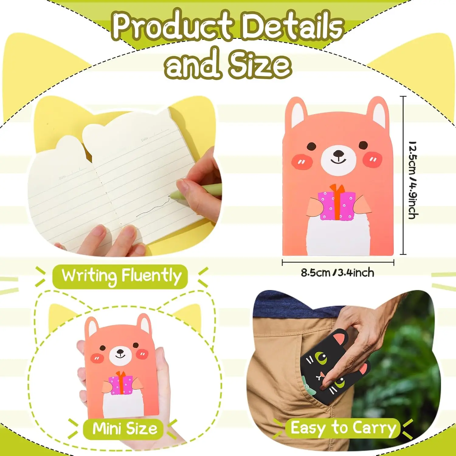 4 Packs Mini Notebooks for Kids Small Cute Notebooks Mini Notebooks Party Favors for Classroom Prizes Gift