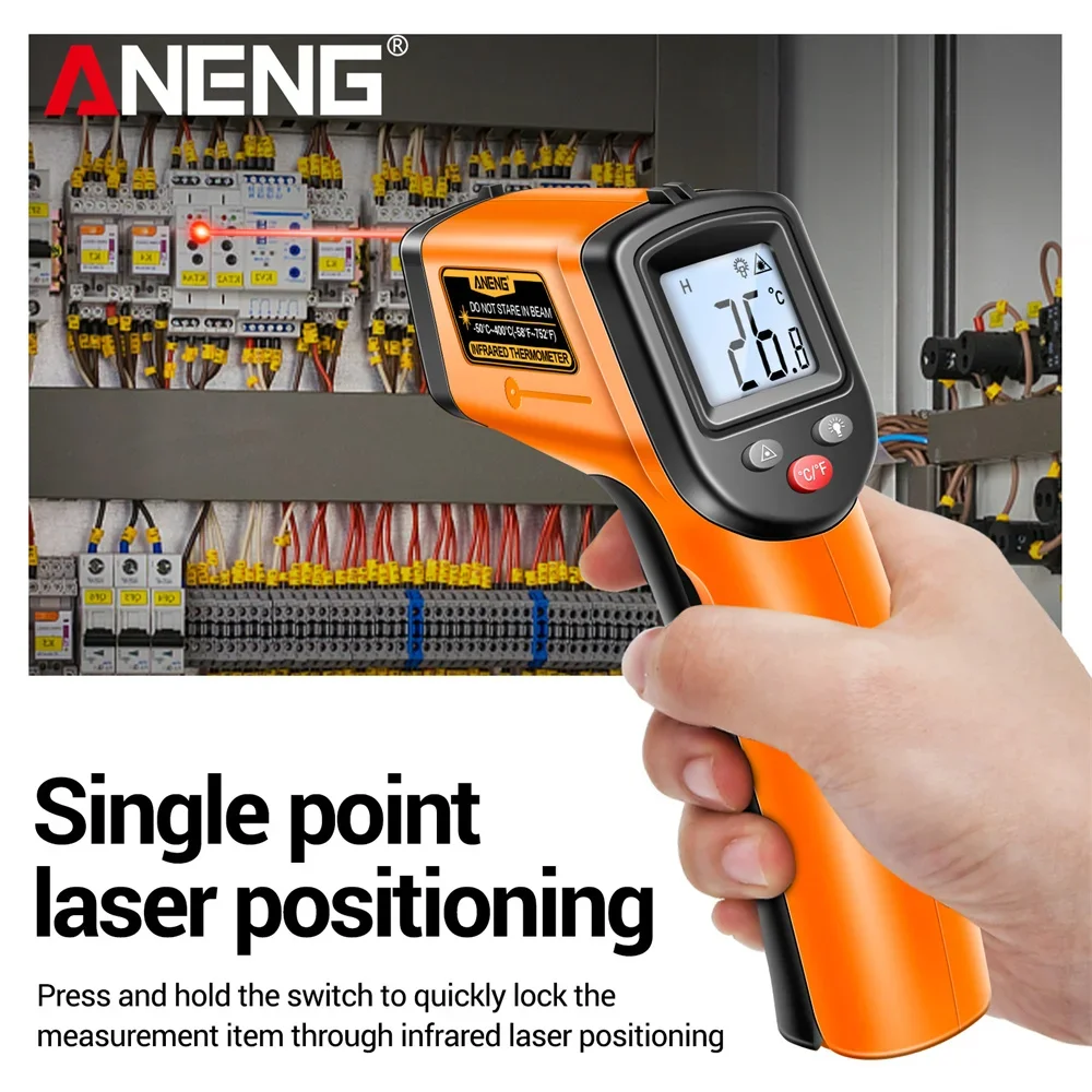 

ANENG TH201 Non-Contact Infrared temperature measuring hygrometer High sensitivity backlight screen laser positioning Tools