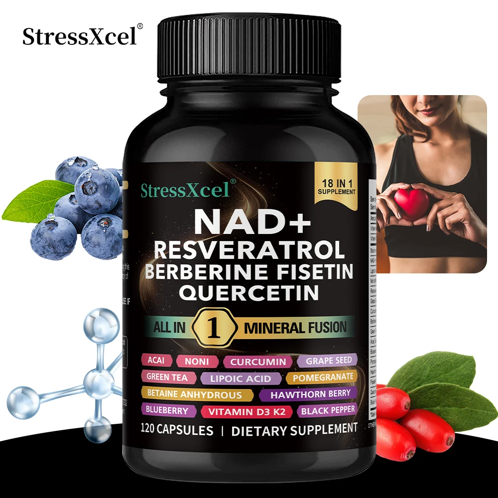 

NAD+ Resveratrol Capsules - Anti-aging, Antioxidant, Skin Support, Cardiovascular Health,Healthy Aging,Supplement Nutrition