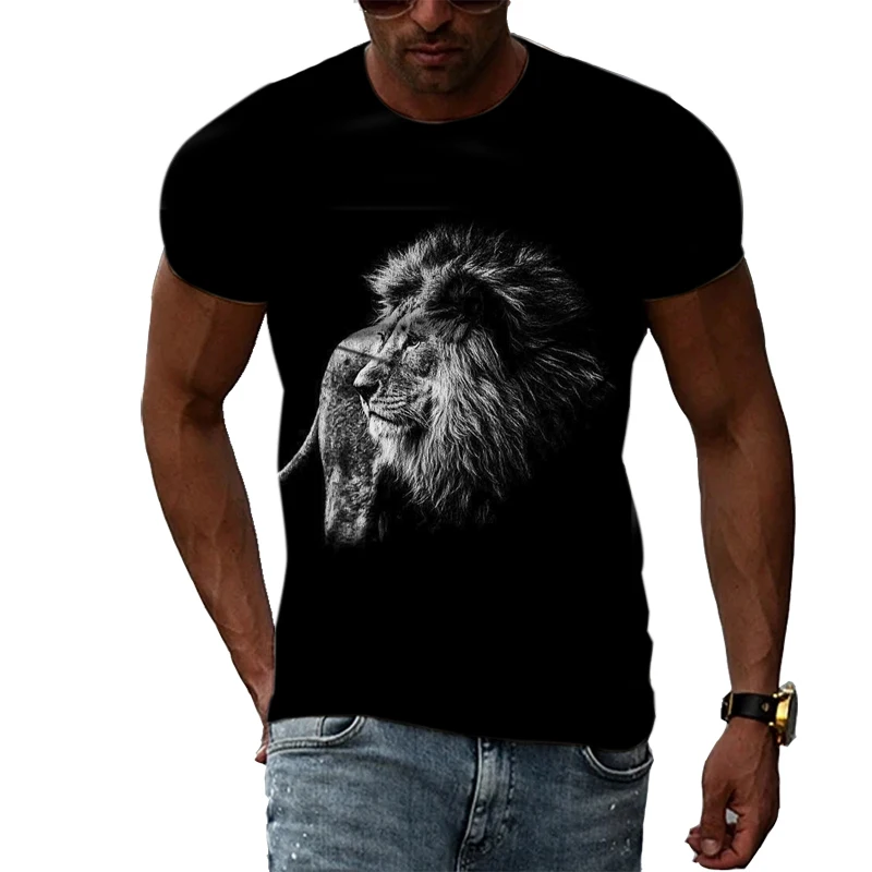 Summer Creative Lion Design Fashion Men T-shirt 3D Casual Hip Hop harajuku Round Neck Print graphic t shirts with Short Sleeves