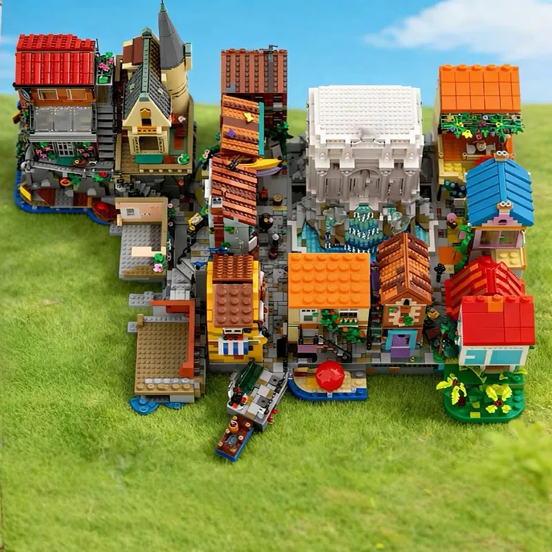 

831 PCS Medieval Architecture Town Clinic - Riviera Extension Retro MOC Building Block Model Children Assembly Toy Birthday Gift