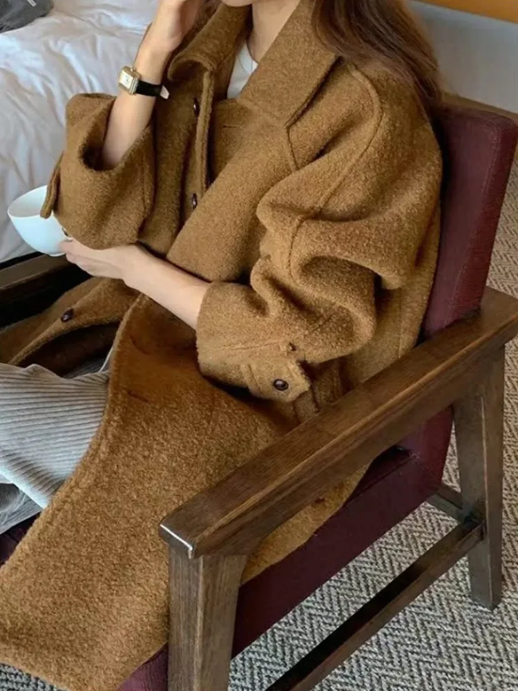 Cappotto di lana di fascia alta da donna autunno inverno allentato lungo risvolto Jaet coreano Sle Faionable Age-Defng Top casual