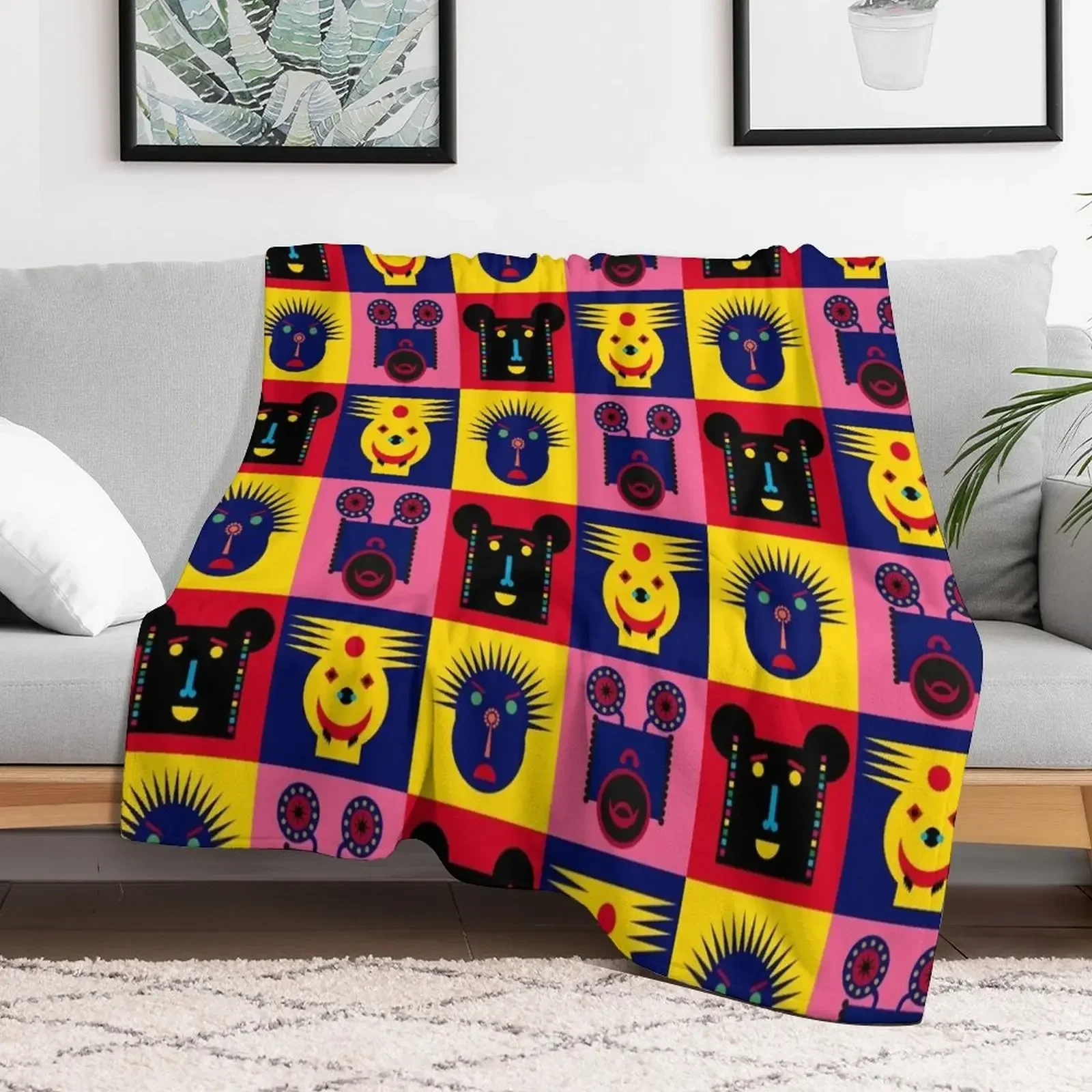 

Happy Town Faces 1 Throw Blanket Furry Hairy For Baby Soft Blankets Sofa For Sofa Thin Flannel Fabric Hair Blankets