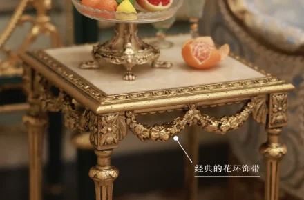 로열 레트로 사이드 테이블 (BJD 인형용) 레갈 크래프트 1/6 미니어처 원형/사각 테이블 (조각된 베이스 & 플로어 시계, 궁전 장면 장식 포함)