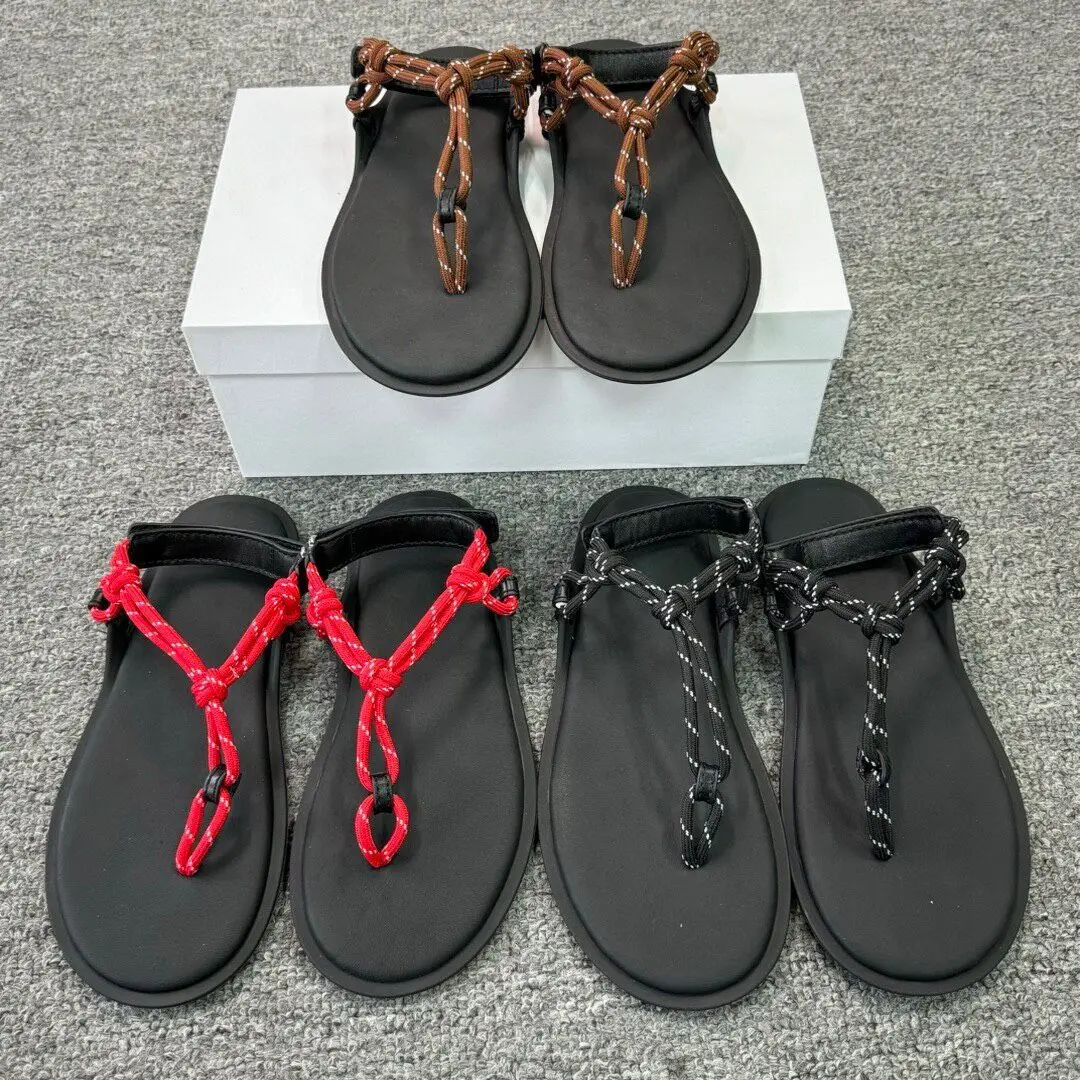 

Роскошные новинки весенней коллекции: шлепанцы, повседневные пляжные сандалии с узлами в ретро-стиле, женские повседневные балетки, ручная работа.