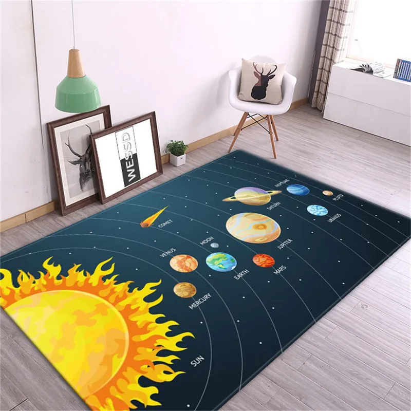 3D Solar System Children Room Carpet Space Planet Rug for Boy Bedroom Anti-slip Mat Bathroom Home Decor Play Crawling Floor Mat