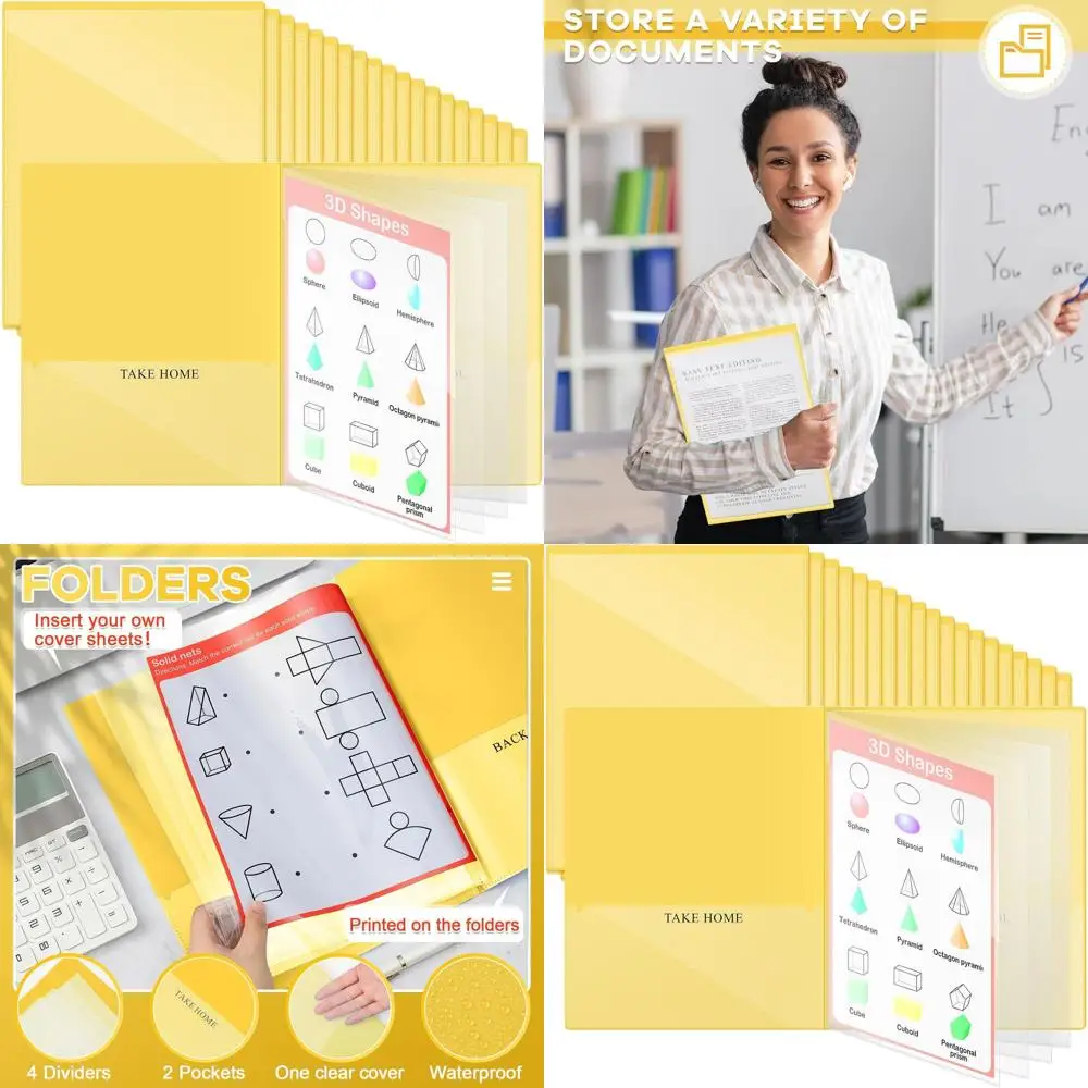 

Heavy-Duty Plastic Homework Folders, 36 Packs, 11x9 Inch, Yellow, for School and Home, Parent-Teacher Communication, Student and