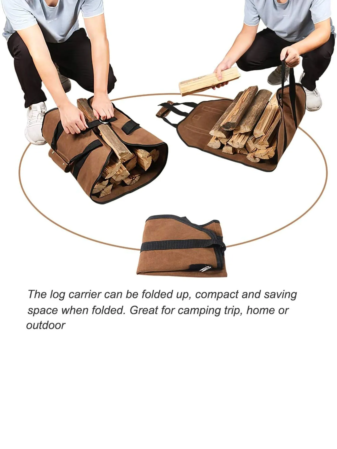 1pc Firewood Log Carrier Tote Bag, Canvas Firewood Holder, Extra Large Durable For Fireplaces, Wood Stoves, Firewood, Logs, Camp view 2
