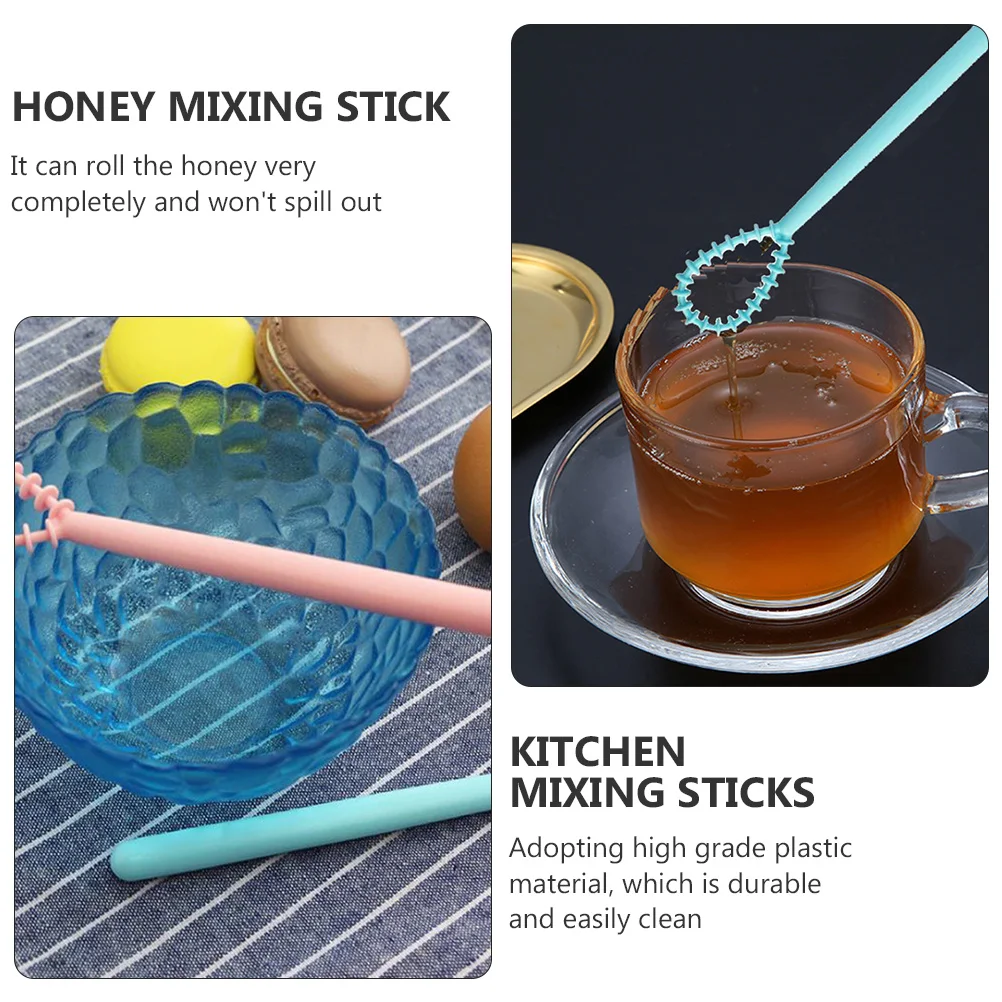 

4Pcs Plastic Honey Stirring Sticks Manual Egg Whisks Kitchen Mixing Rods Rust Stirrer Lightweight
