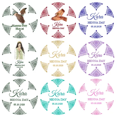 

Custom Marhaba Henna Day Label Personalized Name Muslim Wedding Party Gift Sticker Islamic Thank You Text Design Print Decoratio