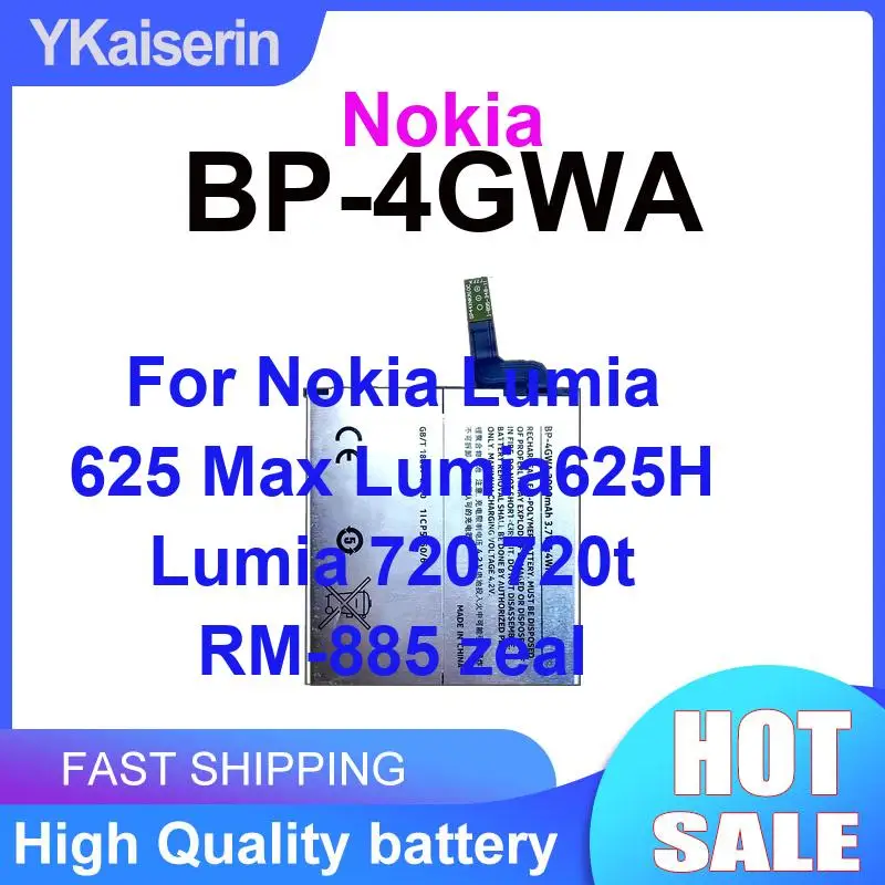 Mobile Phone Battery BP-4GWA 2000mAh For Nokia Lumia 625 Max Lumia625H Lumia 720 720t RM-885 Zeal