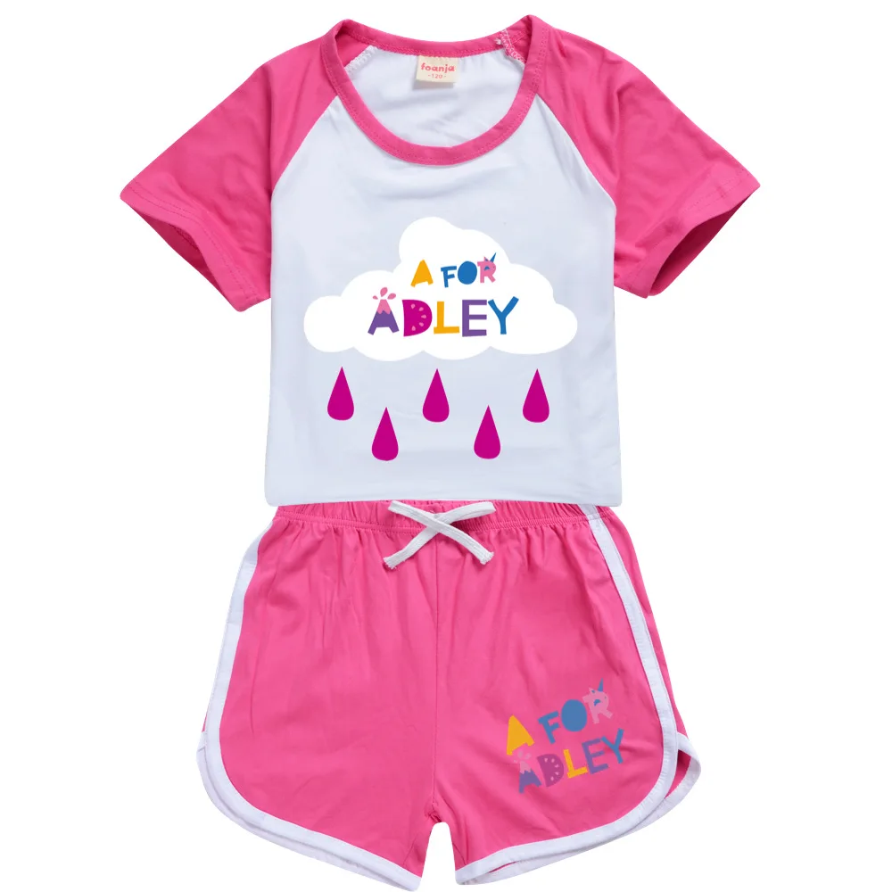 Summer Children Clothing T-Shirts+Shorts 2pcs Outfits Girls Sports Suit Baby Girl Tracksuit A for adley Set Kids Clothes Pyjamas