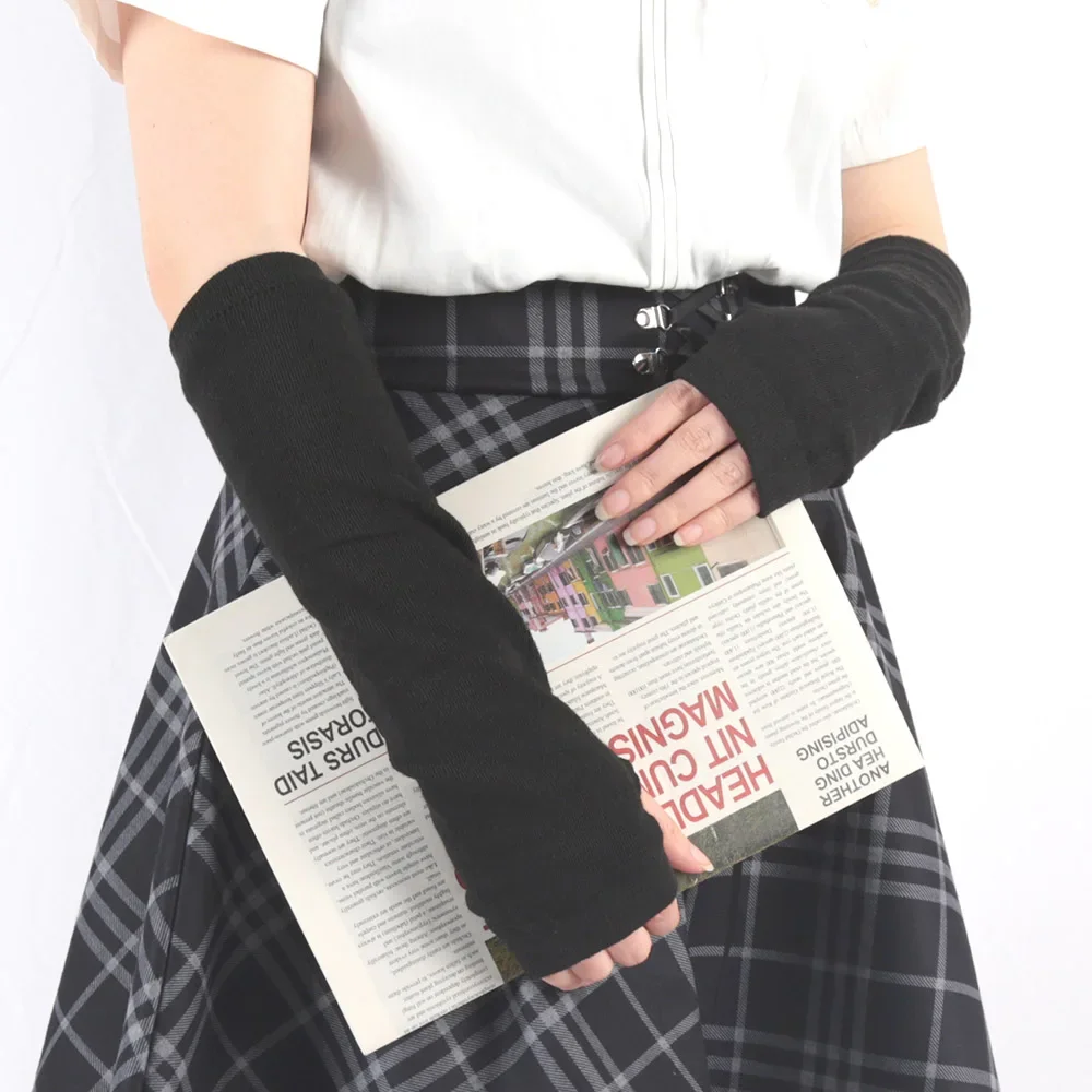 

Halloween Gothic Punk Long Fingerless Gloves Cuff for Women Men Outdoor Hip-hop Elbow Half-finger Mitten Cool Stretch Arm Warmer