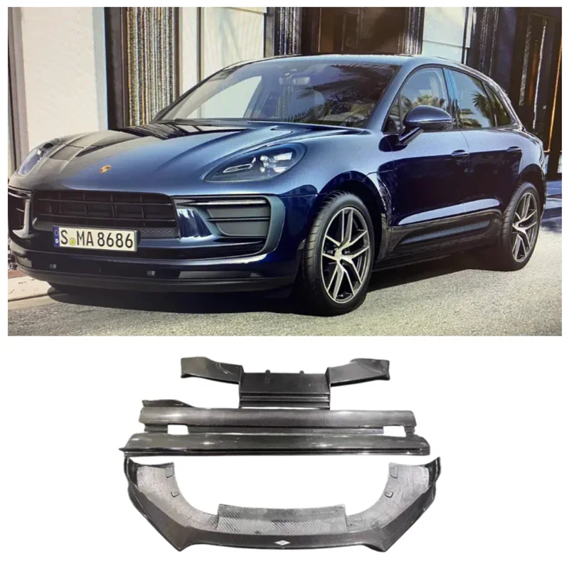 

For Porsche Macan 2020 2023+ High Quality Carbon Fiber Car Bumper Front Lip Rear Diffuser Spoiler Side Skirt Body Kit