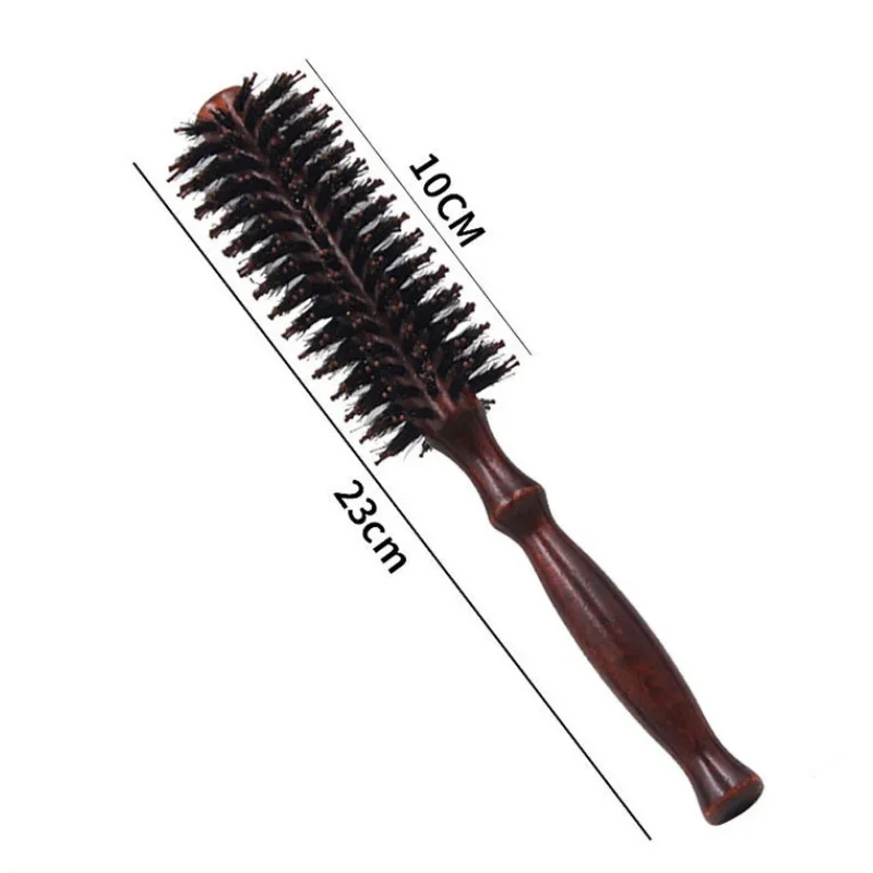 3 Sizes Anti Static Wood Boar Bristle Hair Round Brush Hairdresser Styling Tools Teasing Brush for Hair Curly Comb Hair Brush