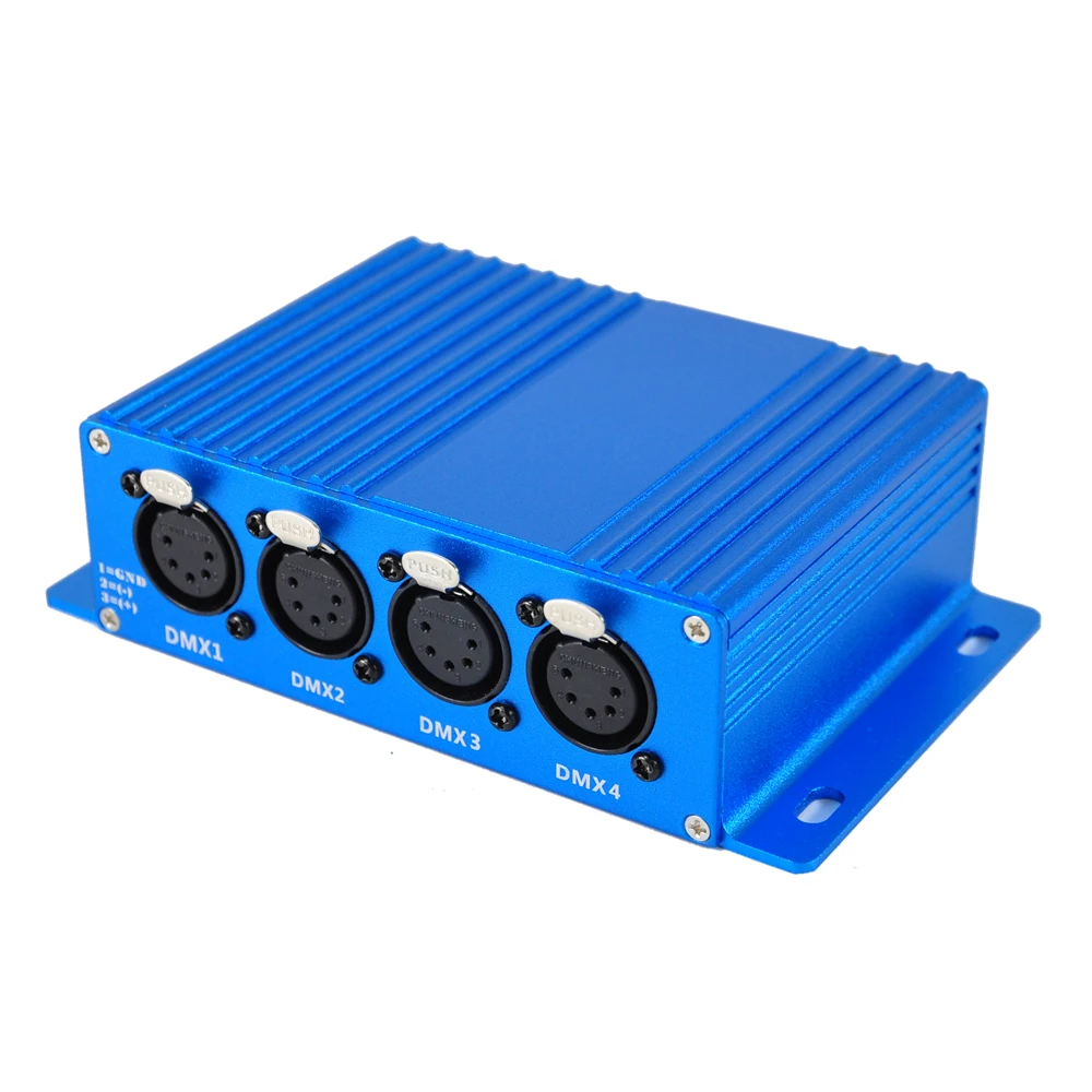 TIPTOP 4 Port Ethernet DMX512 Converter Controller For Stage Lighting 5 PIN Socket Art Net Bi-Directional Converter Blue Shell