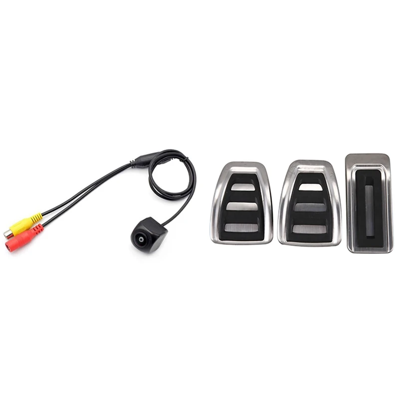 

1SET 170 Degree Fisheye Lens Starlight Car Reverse Backup Rear View Camera & 3 Pcs Fuel Brake Footrest Pedal MT