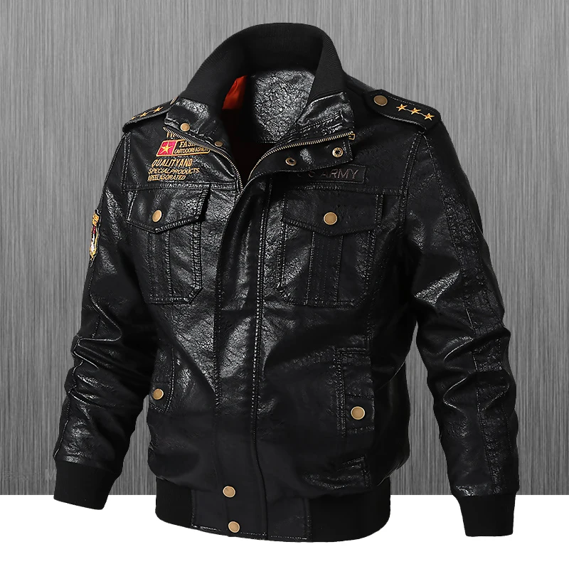 

Men's Biker Leather Jaet 2025 Spring Autumn Slim Fit Stand Collar Pu Casual Leisure Motorcycle Outerwear Coat Zipper Closure