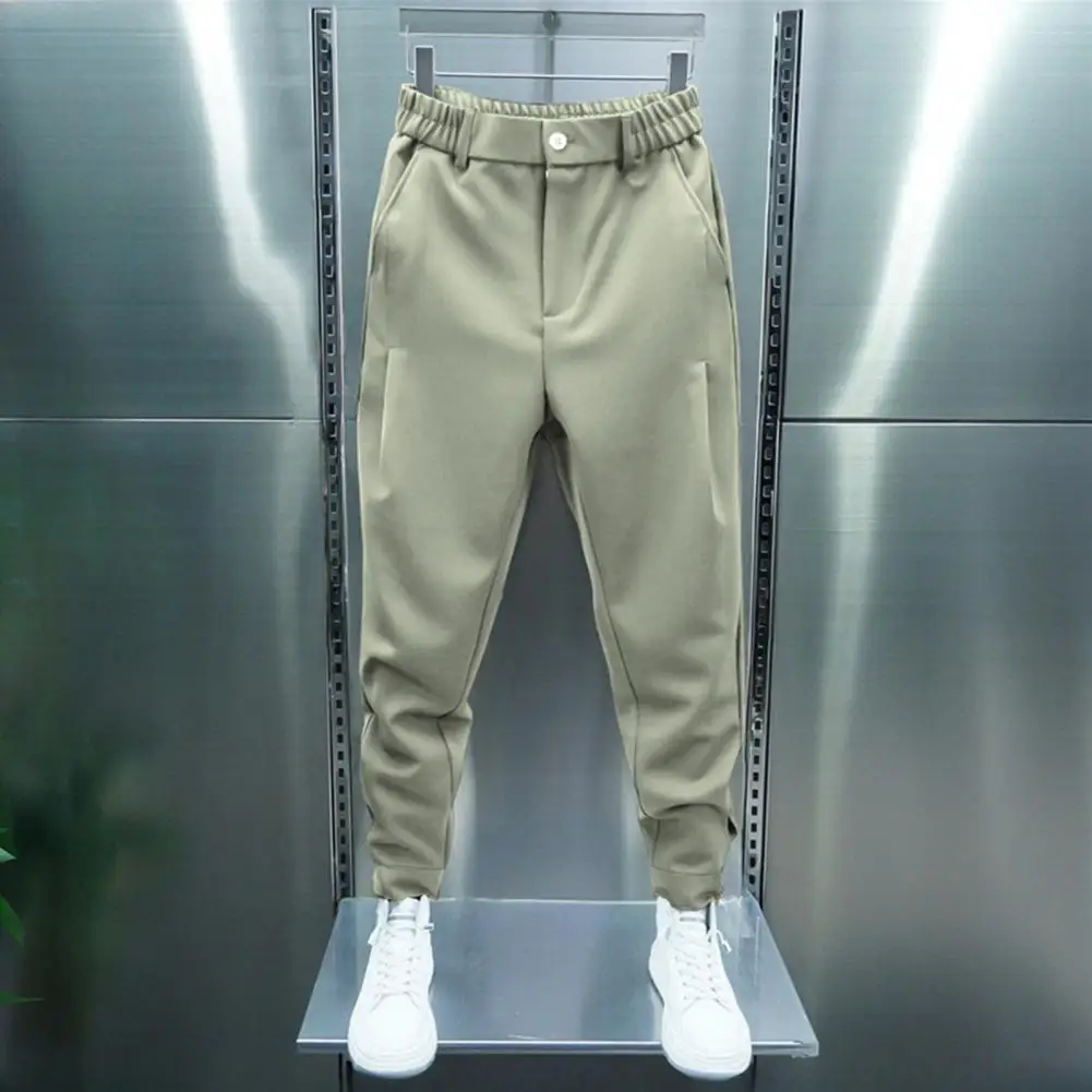 Solid Color Casual Pants Men's Casual Tennis Sports Style Pants with Elastic Waist Fastener Tape Cuffs Solid for Autumn/winter