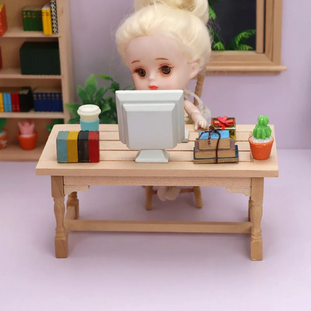 1/12 Puppenhaus Miniatur Holztisch Mini Schreibtisch Möbel Modell Spielzeug für Puppenhaus Zubehör Dekoration ob11 bjd