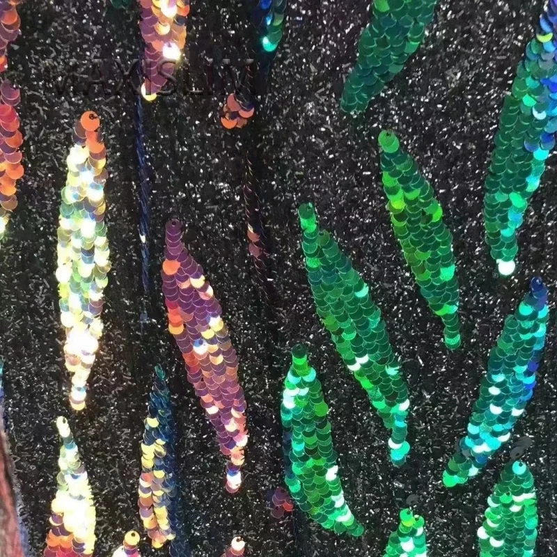 New Mesh Embroidery Glitter Fabric 5MM Sequin Fabrics Party Wedding Dress DIY Sewing Bag Special Materials Wide:125cm