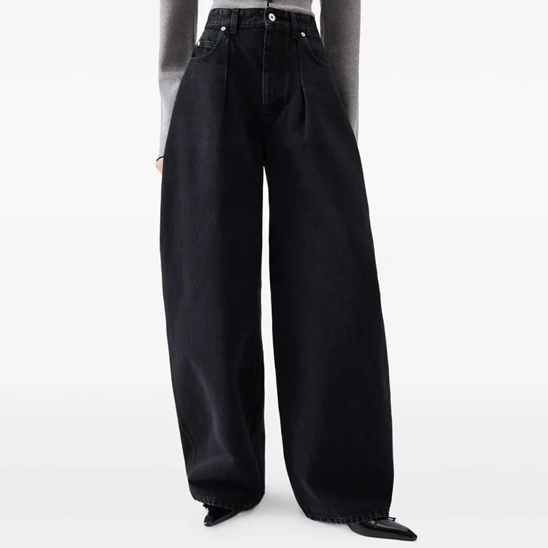 

2026 Spring New Vintage High-Waisted Wide-Fitting Balloon Pants for Women - Vintage Loosely-Fitted Slimming Denim Pants