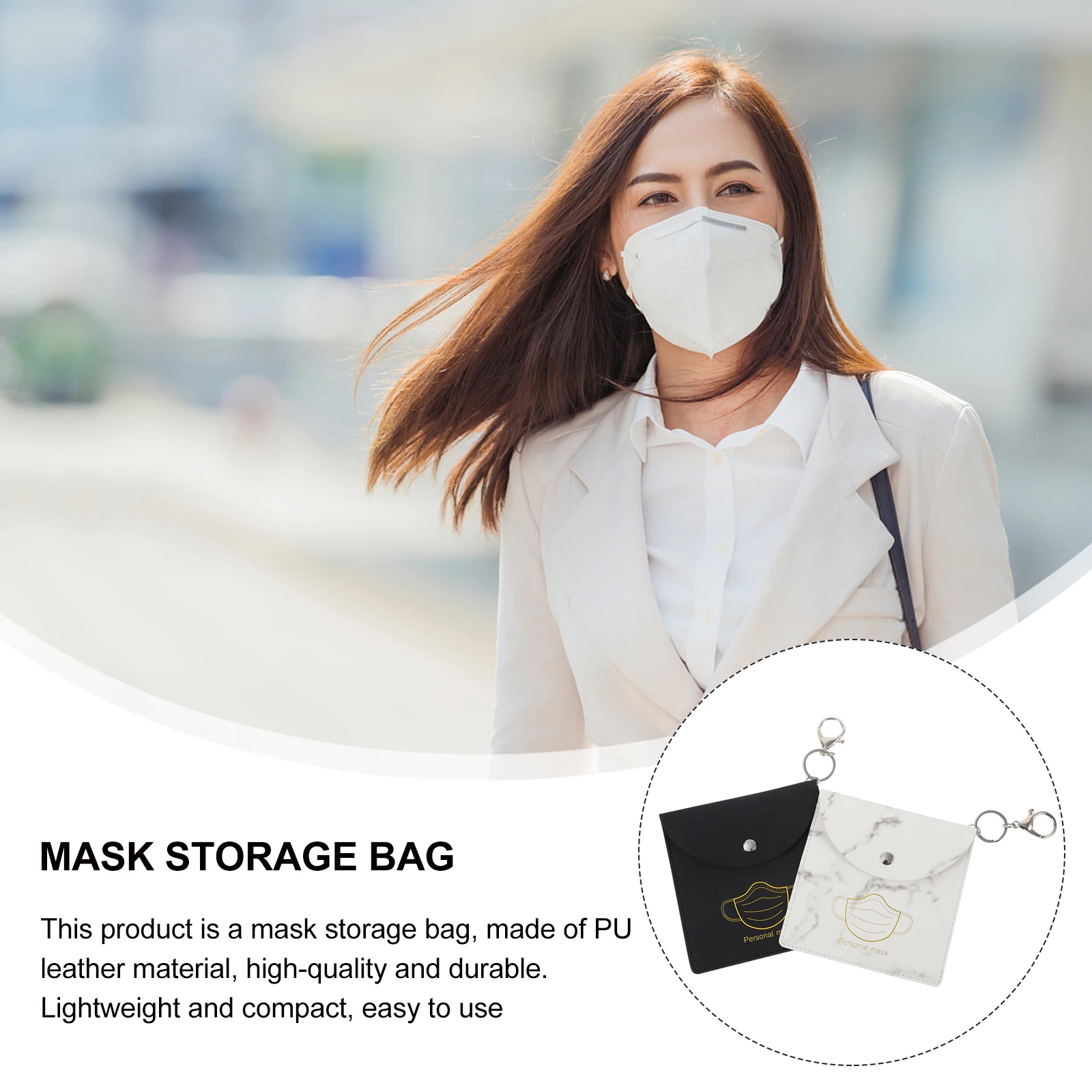 

2 шт. сумка для хранения из искусственной кожи, компактный легкий чехол для маски для путешествий на открытом воздухе, многоразовый контейнер для маски, прочный, экологически чистый