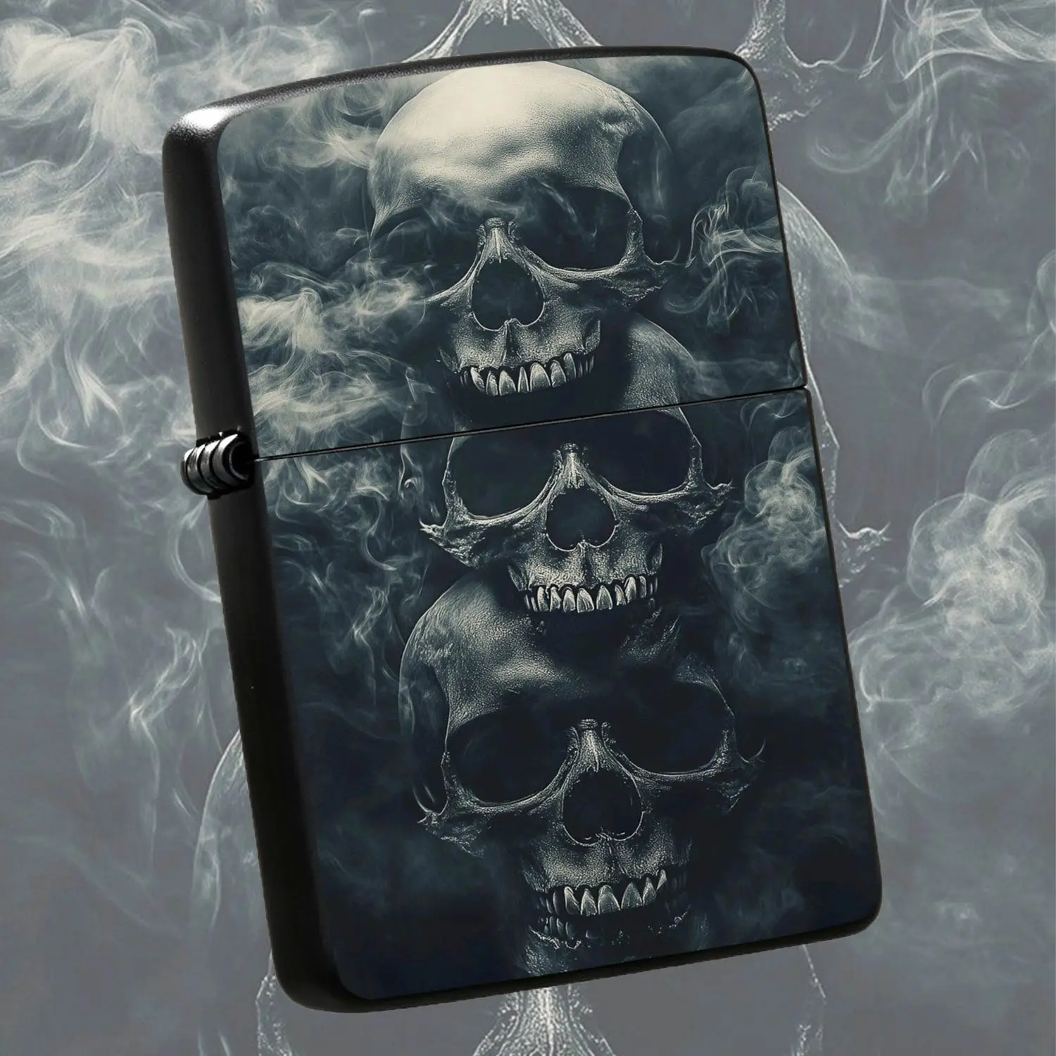 Vintage Stacked Skulls Pattern Lighter, Cool Artistic Stylish Portable Ignition Tool, Retro Aesthetic Decorative Accessory, Suitable For Daily Outdoor Multi-Scenarios, Exquisite Unique Gift For Your Friends And Hobbyists A Humorous And Inte