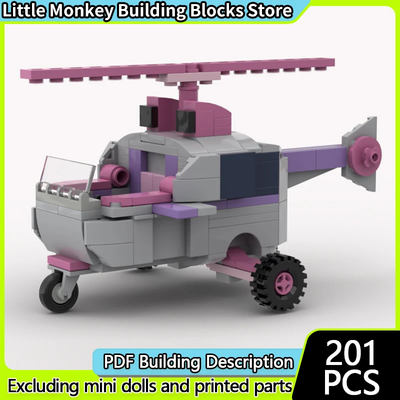 

Popular Anime Model MOC Building Bricks Pinkish Gray Helicopter Modular Technology Children Holiday Gifts Assemble Toys Suit