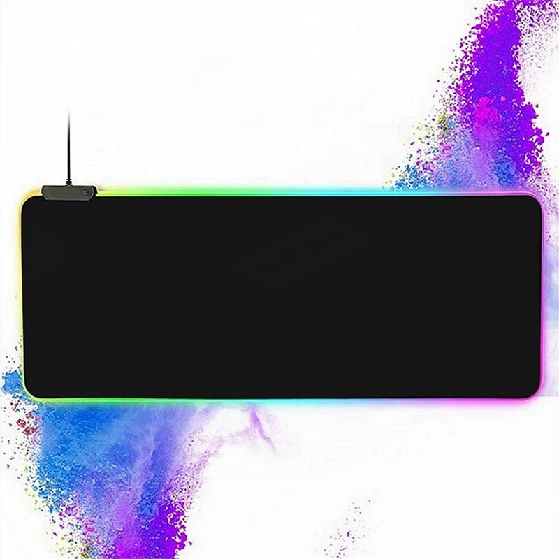 Imagem -02 - Rgb Luminous Pure Black Mouse Pad Almofada de Mesa Espessa Antiderrapante Criptografado Jogo Extra Grande de Esportes Eletrônicos Escritório