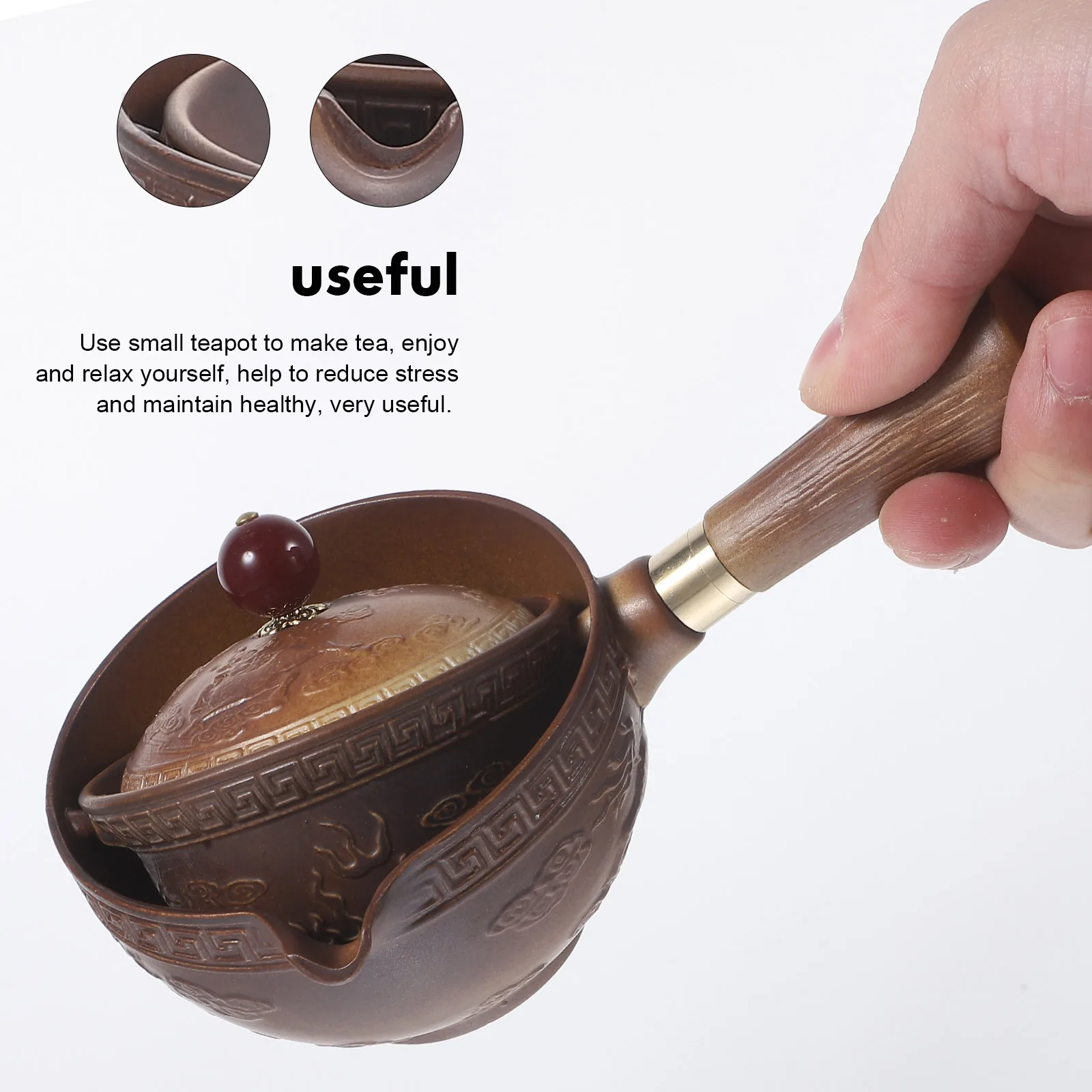 

Ceramic Teapot Rotation Kettle Porcelain Side Handle Household Household Serving Pot Office Tea Kettle Rotation Tea Maker Use