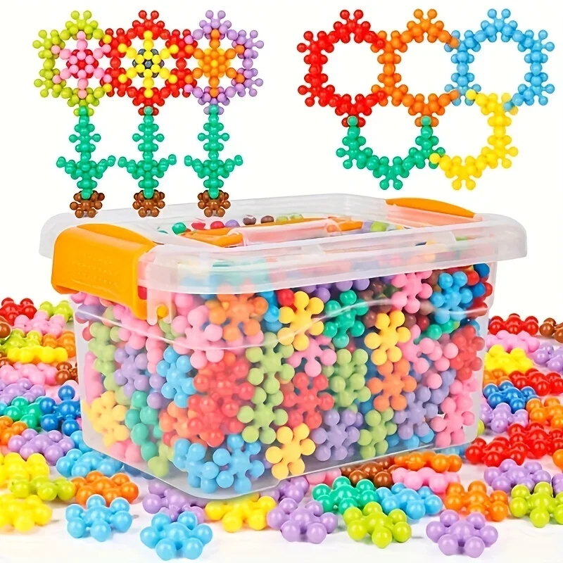 Plum Blossom Building Blocks 3D Snowflake Building Blocks DIY Interlocking Puzzle Education Plastic Assembly Building Toys