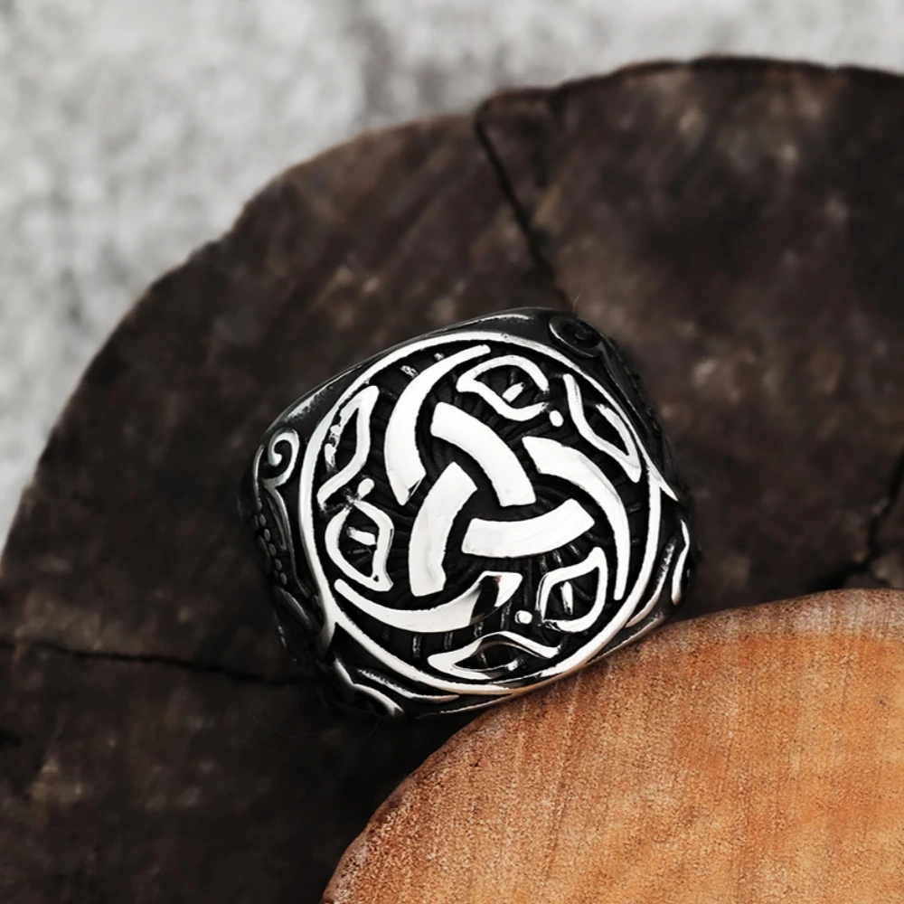 Vintage Viking Simple Design Celts Knot Ring S925 Sterling Silver Men Women Amulet Dragon Pattern Ring Jewelry Creativity Gift view 4