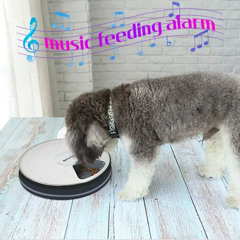 Automatic Pet Dog Feeder Round Timing Feeder 6 Meals 6 Grids Cat Dog Electric Dry Food Dispenser 24 Hours Feed Pet Supplies