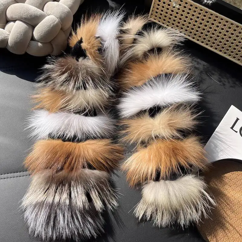 

Fox Fur Scarf For Women Winter Warm And Thick Double-Sided Rabbit Fur Neck Warmer Natural Fur Scarf Ring Lady Neckerchief Scarf