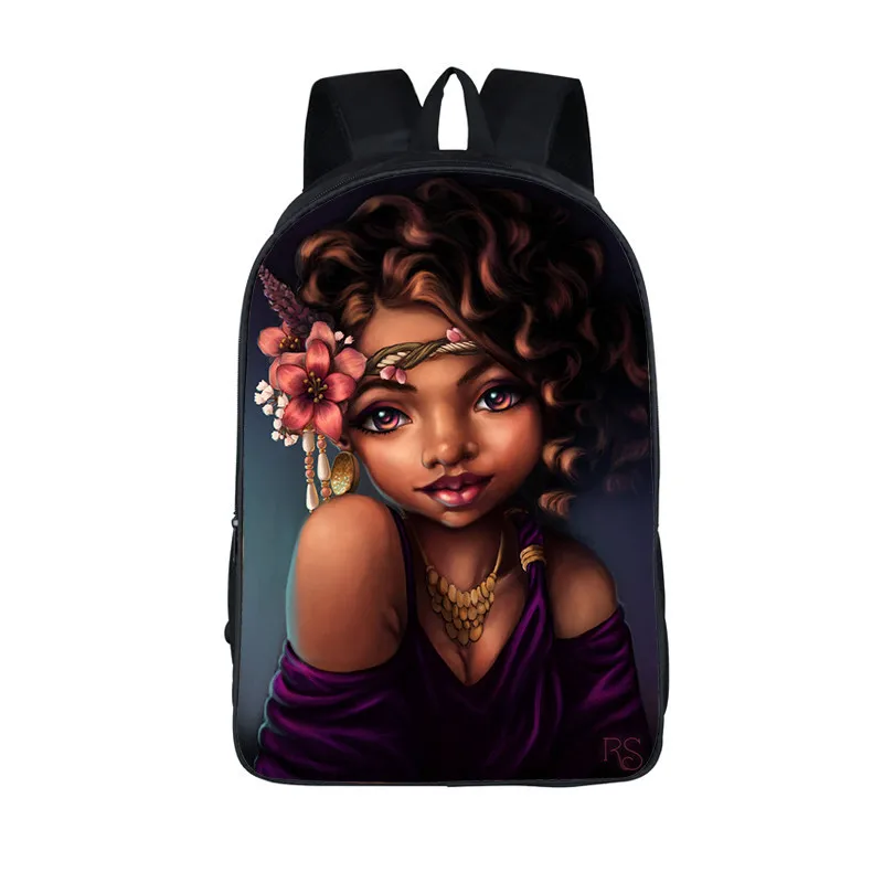 Afro-Mädchen-Rucksack, Prinzessin mit Krone, Kinder-Schultaschen für Teenager, amerikanisches Afrika, schwarzer Mädchen-Schulrucksack, Kinder-Büchertasche